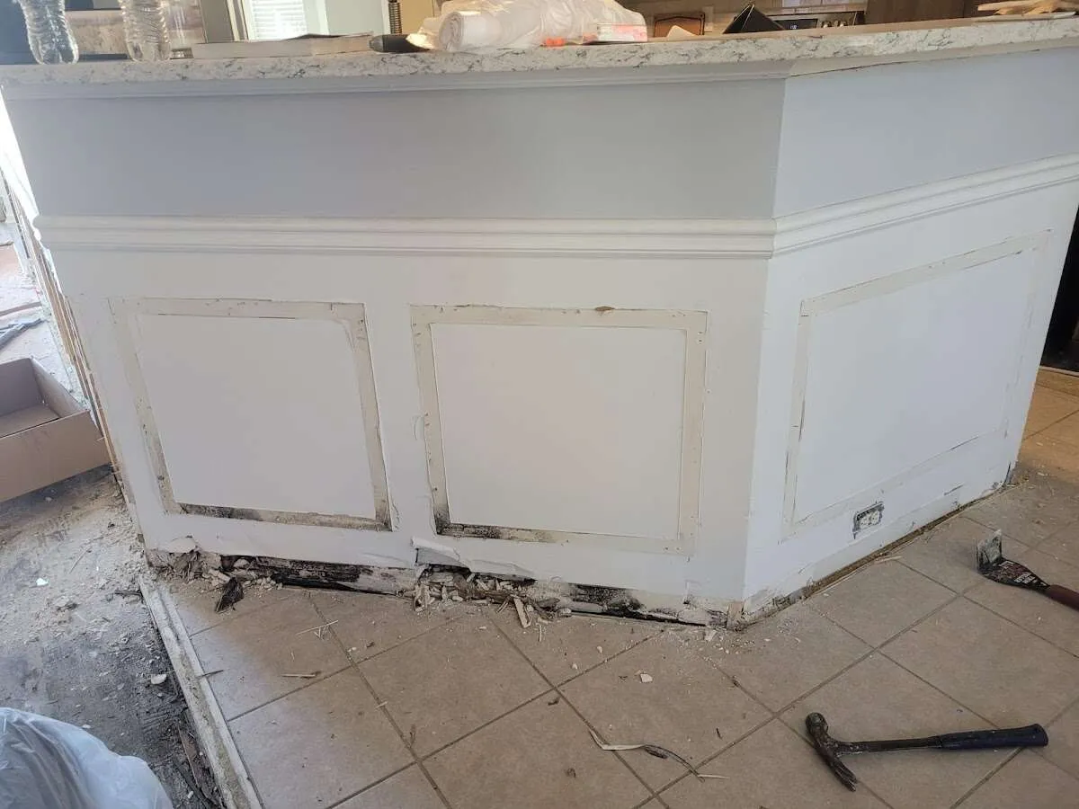 Water damage and mold on kitchen during Storm Damage Restoration in Schiller Park